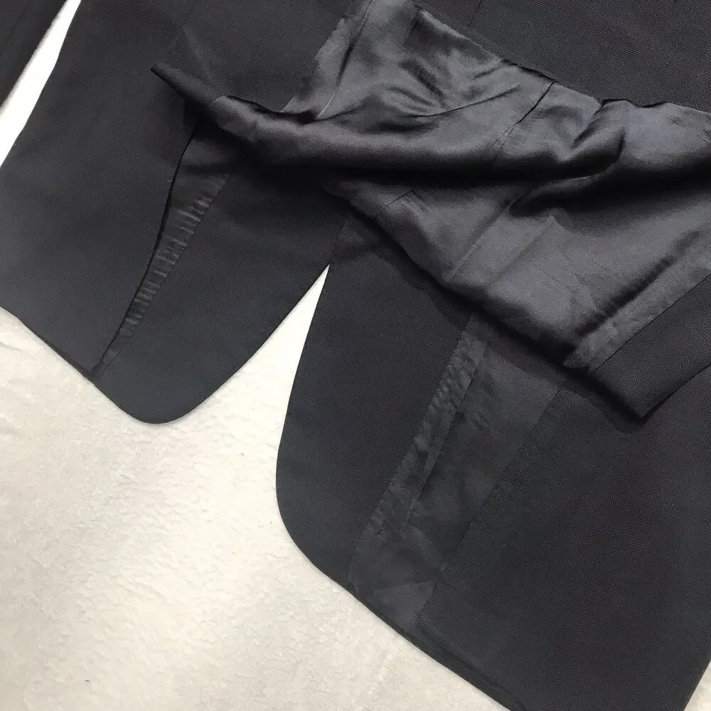 CANALI Classic Travel Water Resist Blazer Men 42L Black 100% Wool 3 Button